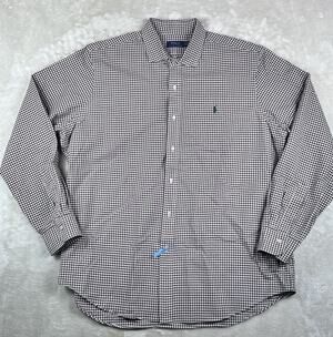 Ralph Lauren Shirt Mens 2XL Brown Check Long Sleeve Button Up Classic Fit
